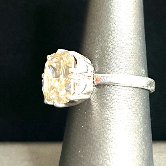 Genuine 7.00 CTs Off White Diamond Ring Cushion Cut 925 Silver - Picture 6 of 12